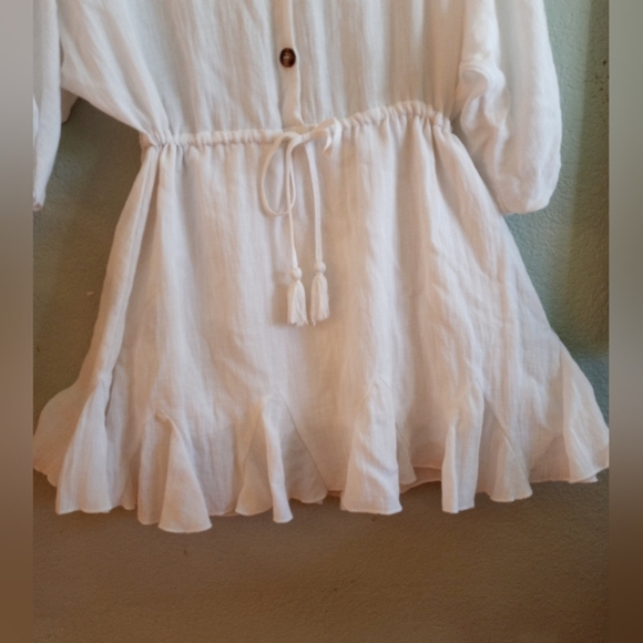 Akkaa Tennis Prep Linen Blend Lightweight Coastal Nautical Flowy A-Line Dress - Picture 4 of 7